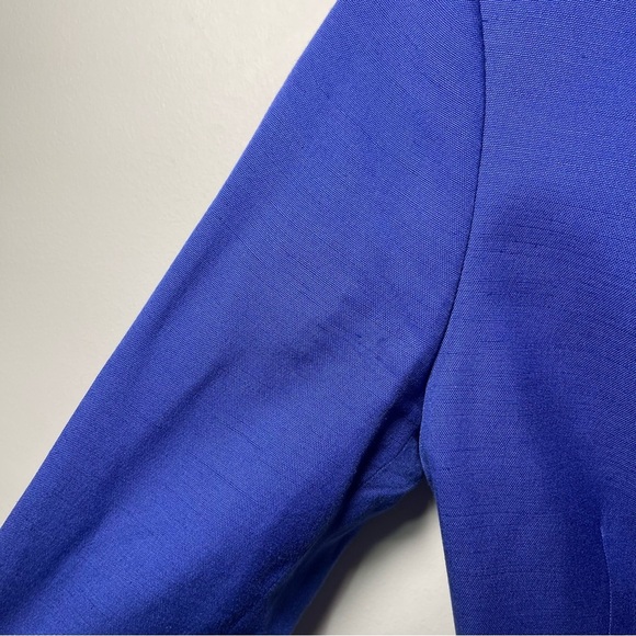 Reiss Haya Cobalt Blue fitted single breasted linen blend Blazer Jacket in US 0 - Picture 7 of 12